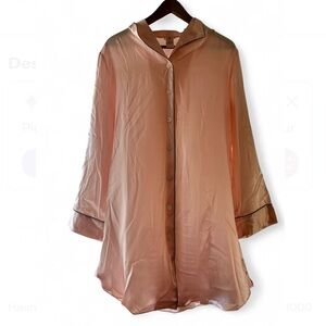 Red Envelope Silk Sleep Shirt Soft Pink Medium Quiet Luxury Loungewear